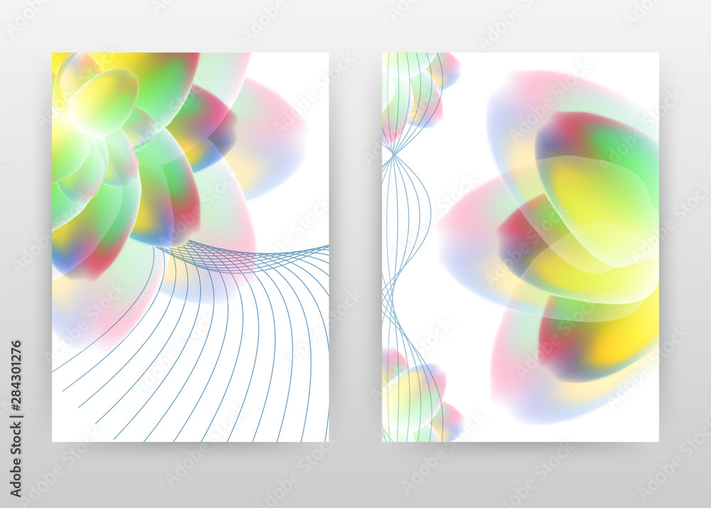 Fototapeta premium Colorful flower petal and waved lines design for annual report, brochure, flyer, poster. Flower petal background vector illustration for flyer, leaflet, poster. Business abstract A4 brochure template.