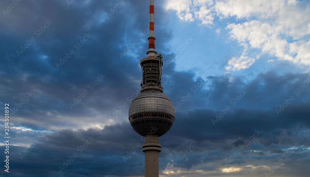 Berlin, Germany - The famous Berlin TV tower at sunset