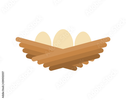 Nest with eggs cartoon isolated. vector illustration