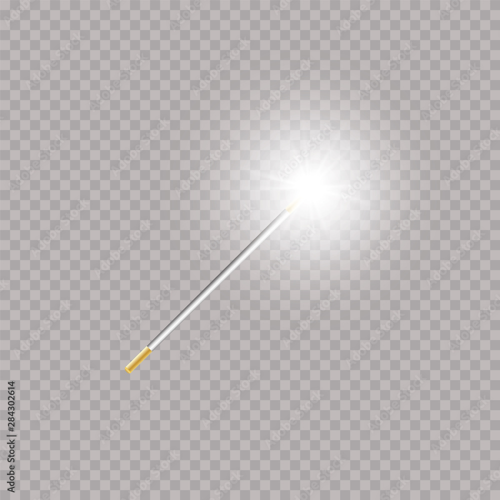 Magic wand. Vector illustration. Isolated on black transparent background. Magic wand. Vector illustration. Isolated on black transparent background.