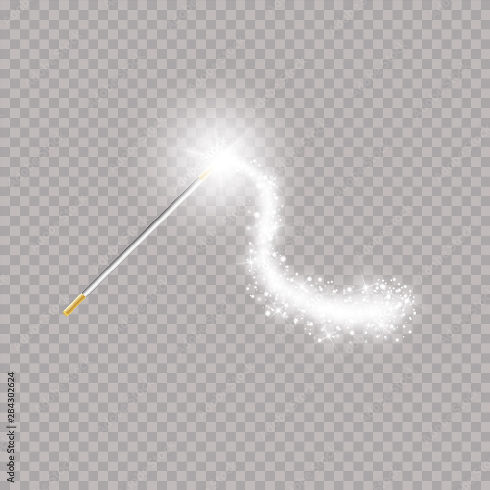 Magic wand. Vector illustration. Isolated on black transparent background. Magic wand. Vector illustration. Isolated on black transparent background.