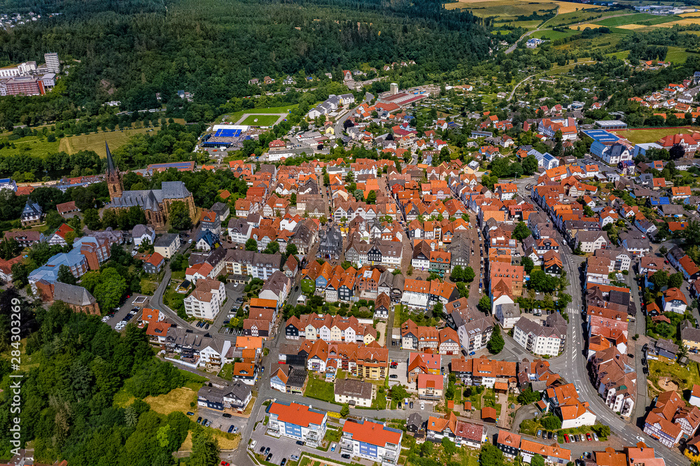 Stadt Frankenberg aus der Luft