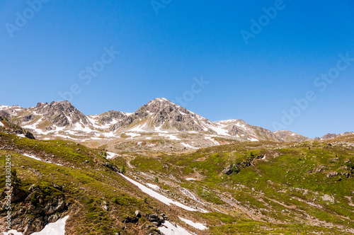 Flüela, Flüelatal, Flüelapass, Passstrasse, Alpen, Bergtal, Schmelzwasser, Engadin, Graubünden, Sommer, Schweiz