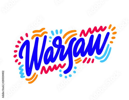 Warsaw handwritten city name.Modern Calligraphy Hand Lettering for Printing,background ,logo, for posters, invitations, cards, etc. Typography vector.