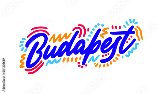 Canvas Print Budapest Handwritten city name