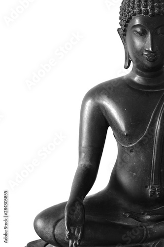Closeup of Buddha images and make a white background