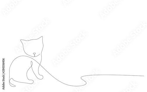 Kitten line draw vector illustration