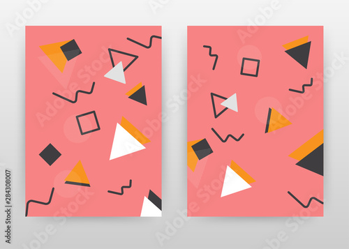 Geometric minimalist triangles frames on red design for annual report, brochure, flyer, poster. Minimalist background vector illustration for flyer, leaflet. Business abstract A4 brochure template.