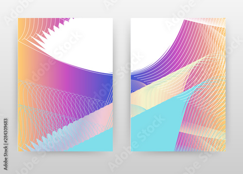Blue purple waved lines abstract design of annual report, brochure, flyer, poster. Colorful background vector illustration for flyer, leaflet, poster. Business A4 brochure template.