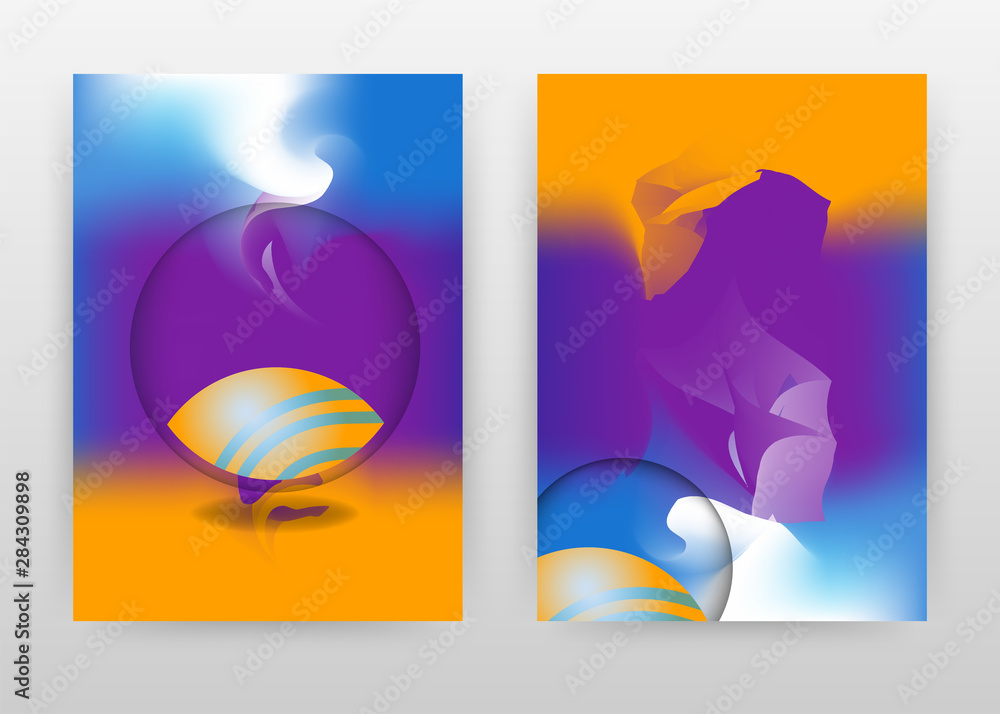 Obraz premium Abstract orange purple blue design for annual report, brochure, flyer, poster. Blue purple round background vector illustration for flyer, leaflet. Business abstract A4 brochure template.