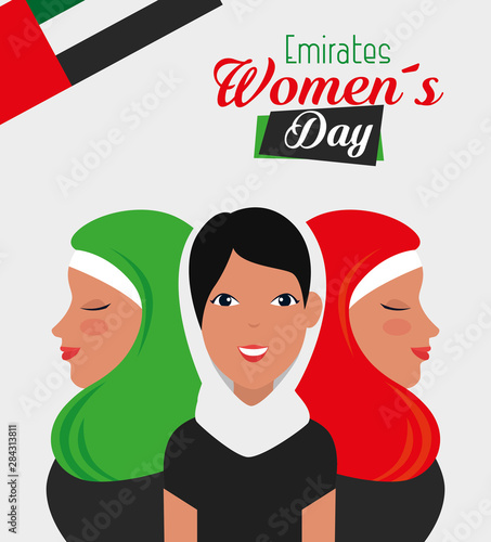 happy womens event with tradional flag