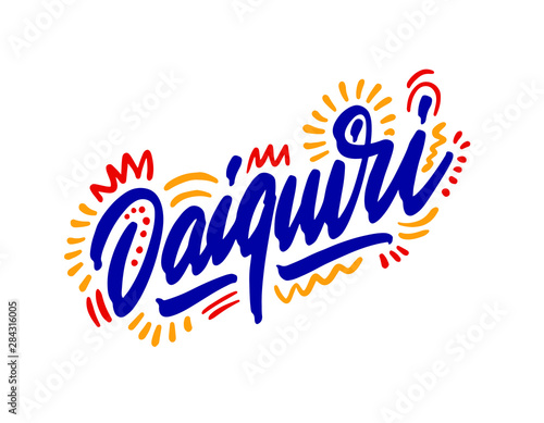 Daiquiri hand drawn illustration. Template for card banner and poster for bar menu and restaurant. Vector illustration