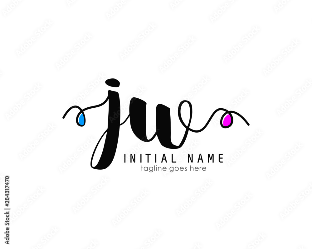 J W JW Initial brush color logo template vetor J W JW Initial brush color logo template vetor