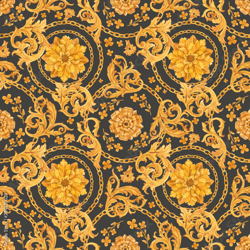 Golden baroque rich luxury vector pattern