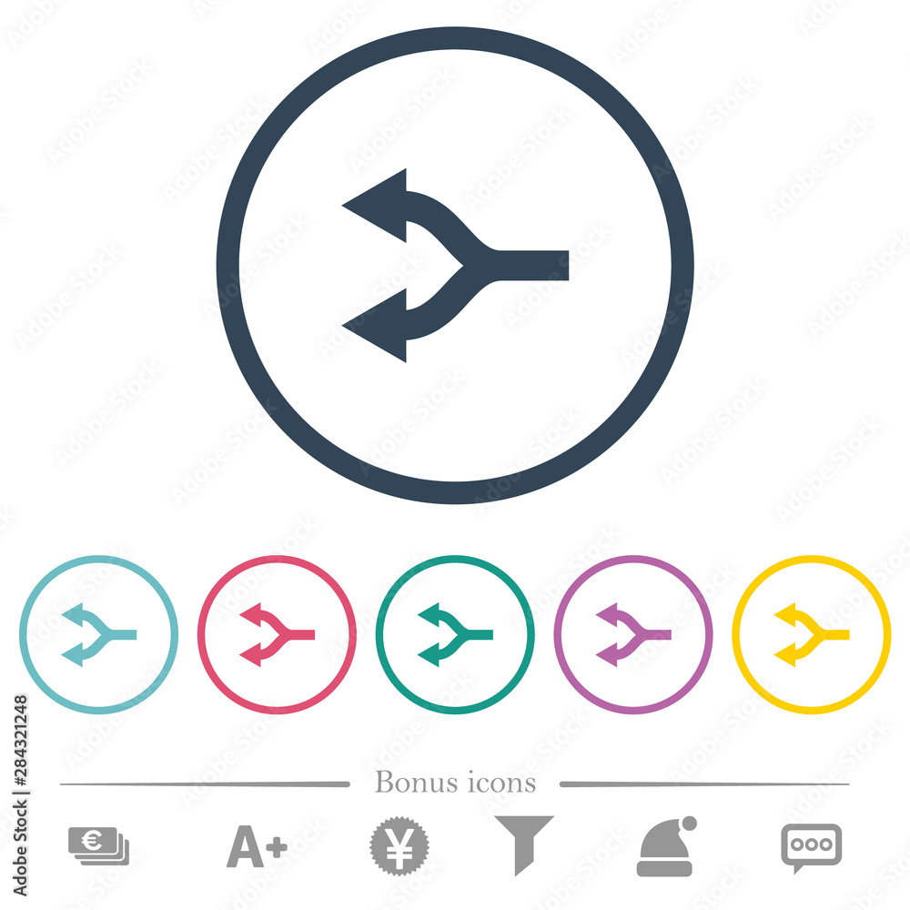 Split arrows left flat color icons in round outlines Split arrows left flat color icons in round outlines