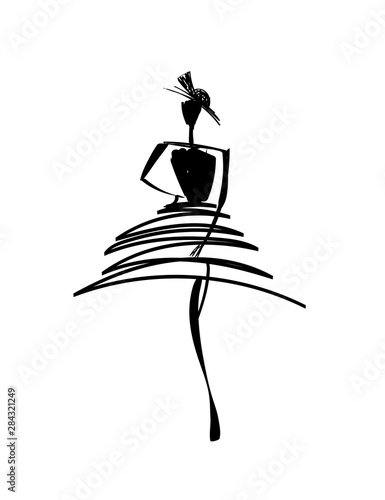 Fashion models sketch hand drawn silhouette pop art