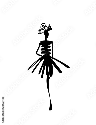 Fashion models sketch hand drawn silhouette pop art