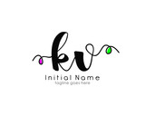 K V KV Initial brush color logo template vetor