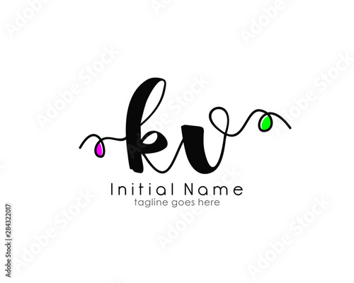 K V KV Initial brush color logo template vetor