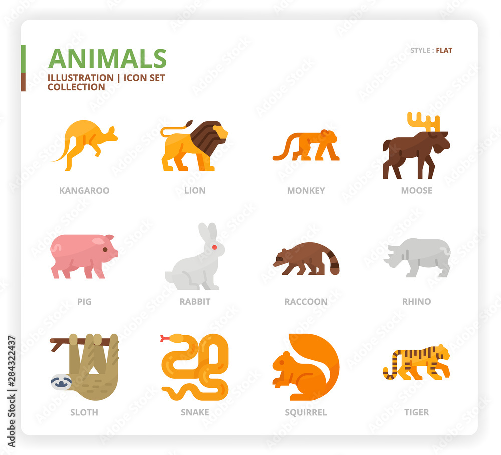 Fototapeta premium Animal icon set