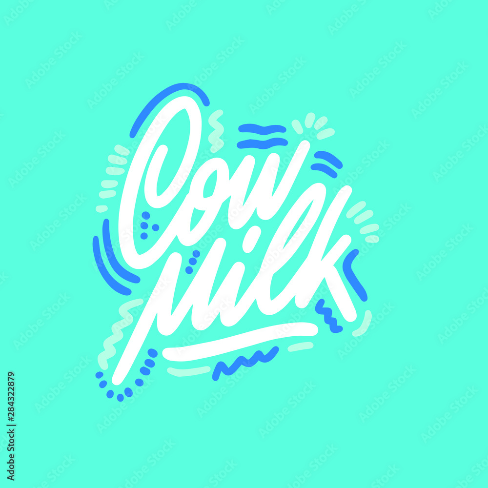 Fototapeta premium Isolated blue vector milk logo. Paint blot icon. Uppercase lettering modern design. Simple flat label. Healthy dairy natural products symbol. Cow milk vector illustration