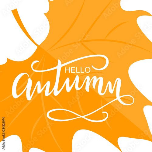 Brush lettering composition of Hello autumn