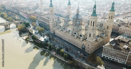 Aerial view of Saragossa with Cathedral Basilica of Our Lady, Spain photo