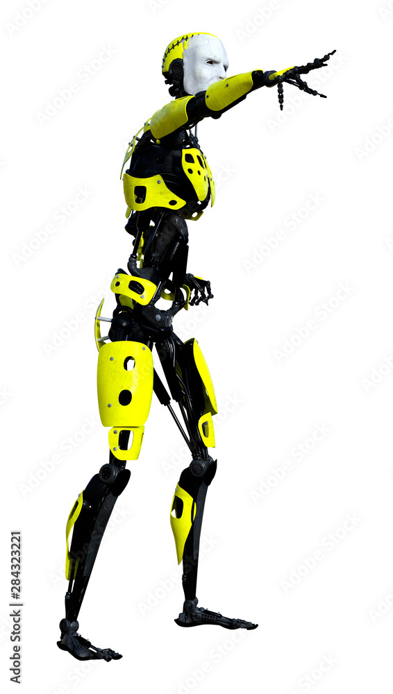 3D Rendering Male Robot on White 3D Rendering Male Robot on White