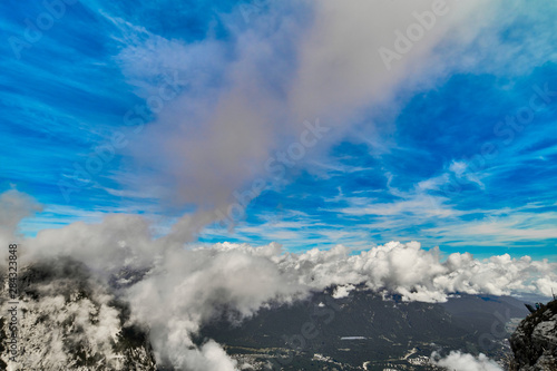 Dramatic clouds over the peaks of the Wetterstein massif in the Bavarian Alps