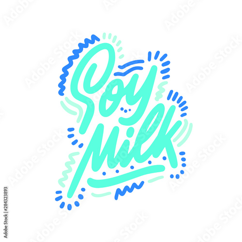 Isolated blue vector milk logo. Paint blot icon. Uppercase lettering modern design. Simple flat label. Healthy dairy natural products symbol. Soy milk vector illustration