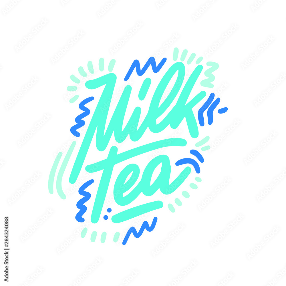 Lettering Milk Tea, hand written design for label, brand, badge ...
