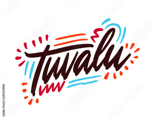 Tuvalu handwritten country name.Modern Calligraphy Hand Lettering for Printing,background ,logo, for posters, invitations, cards, etc. Typography vector.