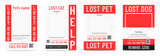 Lost cat pr dog poster, missing pet banner template