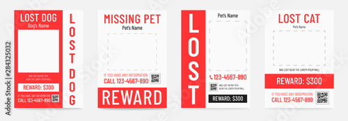 Lost dog poster, missing pet banner template