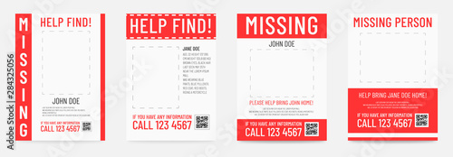 Missing person poster Help to find placard template