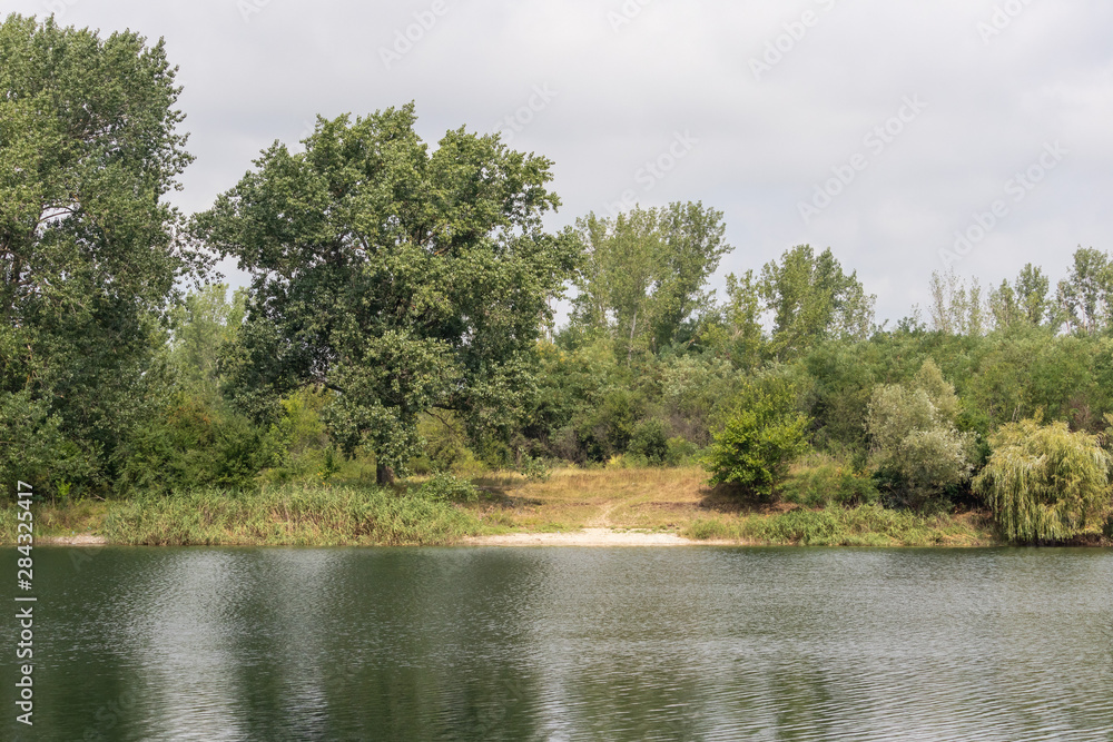 Quiet landscape empty lake shore Quiet landscape empty lake shore