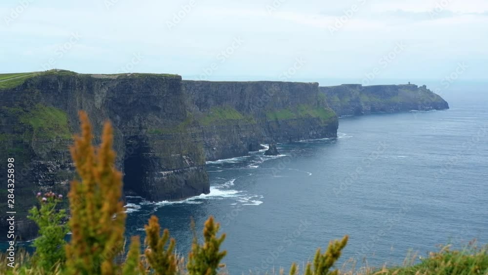 Static view of Moher cliff coastline, Ireland. Idyllic shoreline. Static view of Moher cliff coastline, Ireland. Idyllic shoreline.