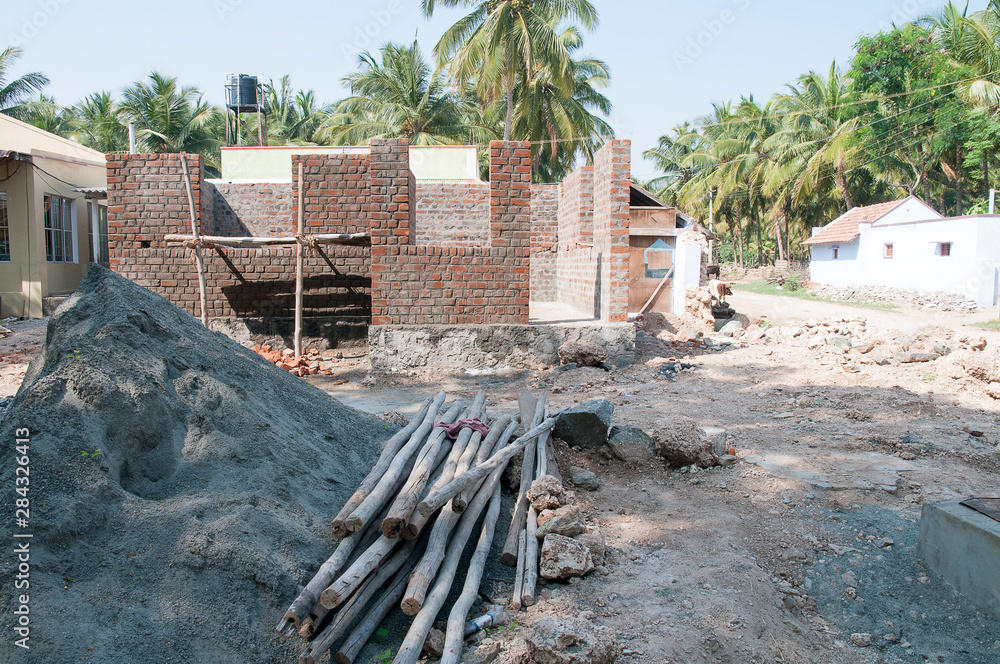 Construction of a house in India