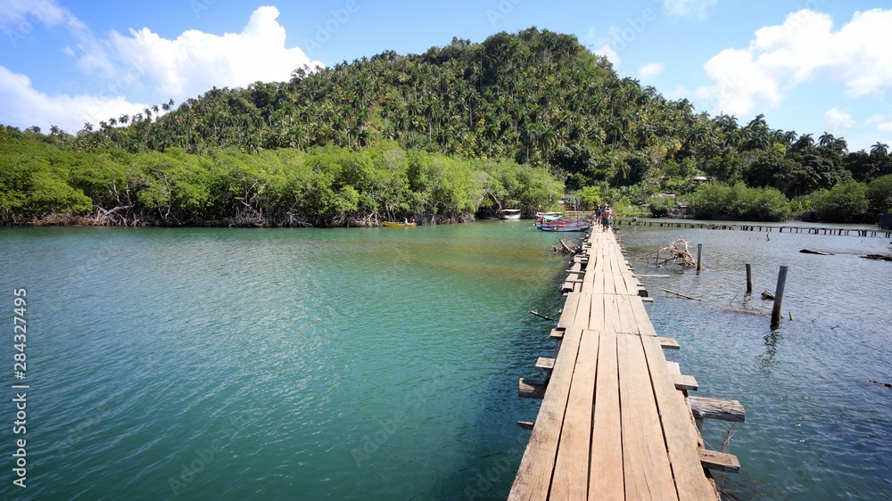 Cuba wooden footbridge of Baracoa Rio Miel.
