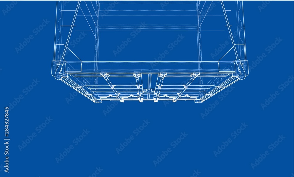 Cargo container. Wire-frame style