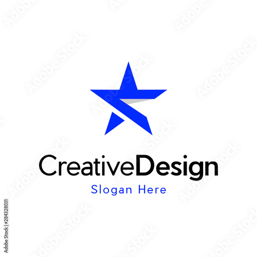 blue Star Logo Vector, Star Logo With Symbol Sign Icon