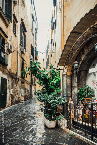 Fototapeta Naklejka Na Ścianę i Meble -  Street view of old town in Naples city, italy Europe