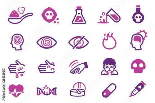 Toxic dust and liquid. dangerous Chemical. Toxic reactions affect the body.