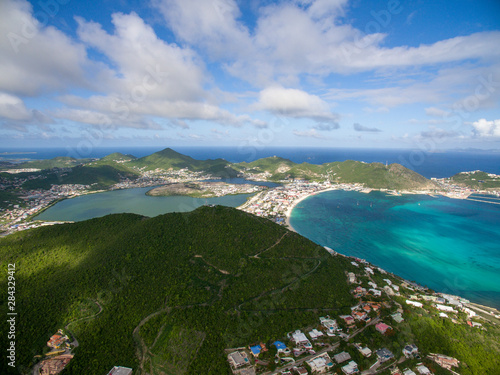 High aerial view of philipsburg the capital of St.maarten photo