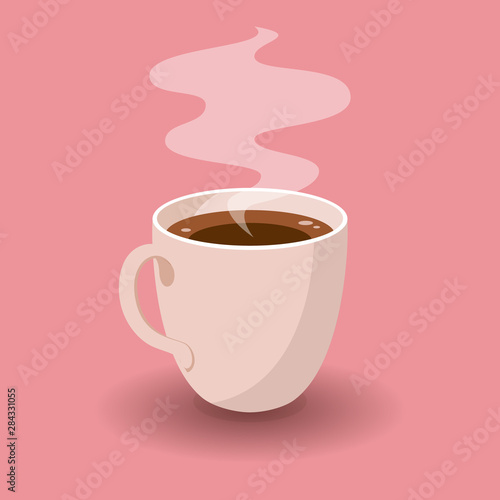 Cup of Fresh Coffee Card. Vector Illustration.