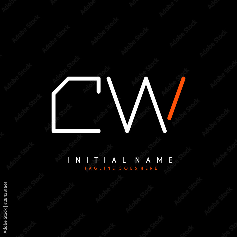 Initial C W CW minimalist modern logo identity vector