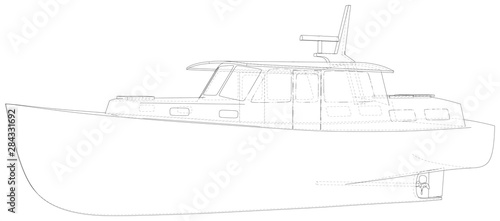 Ships, boats Wire-frame on white background. EPS10 format. Vector created of 3d, Wire-frame.