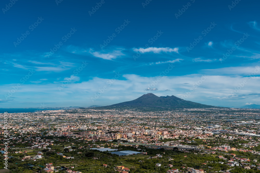 panoramic view on the Mount Vesuvius,  Campania region, Italy.