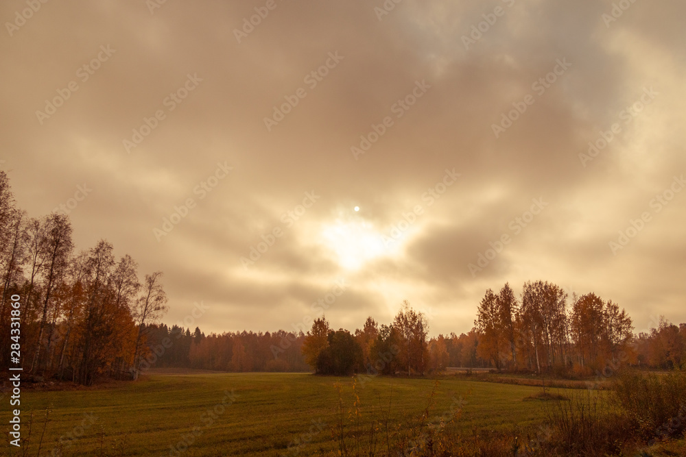 Obraz premium Autumn between villages nature and water in Scandinavia
