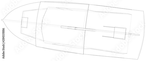 Boat line. EPS10 format. Wire-frame Vector created of 3d.
